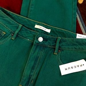 new w tags Pacsun green contrast stitch mom jeans